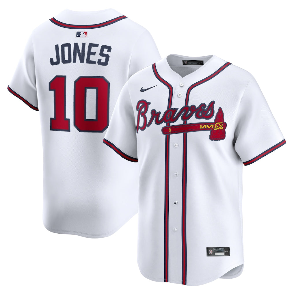 Chipper Jones Atlanta Braves Home Retired Limited Player Jersey - White baseball jersey product view 1