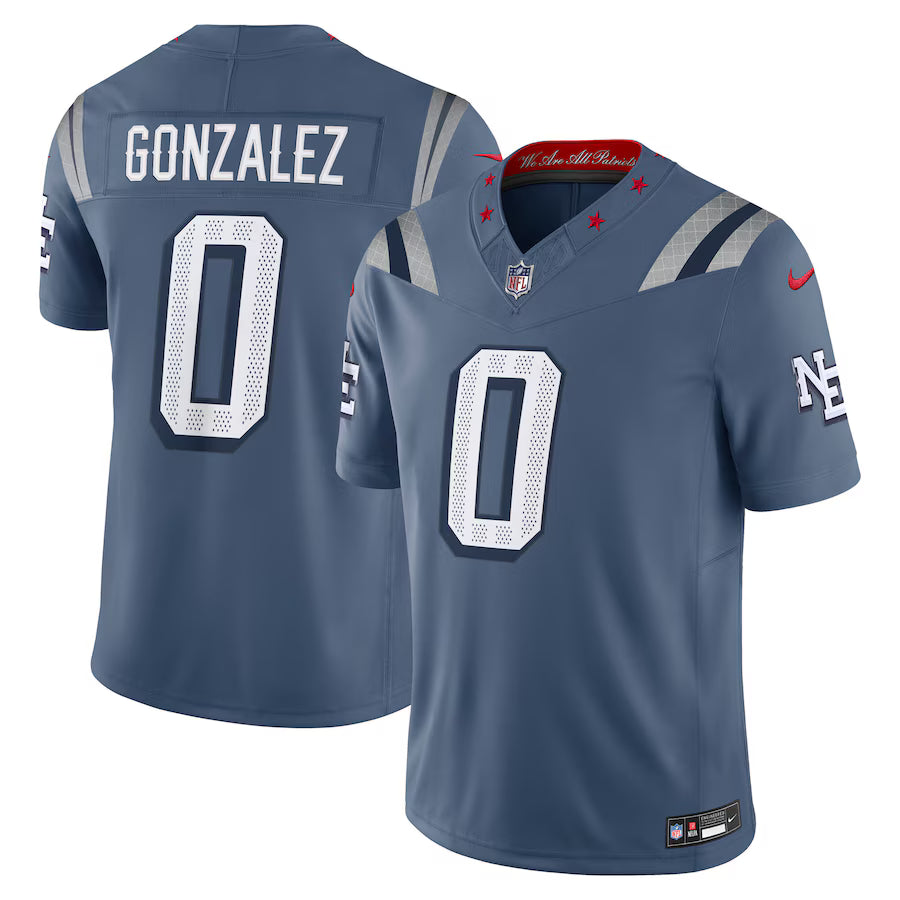 Christian Gonzalez New England Patriots 2025 Rivalries Collection Jersey - Storm Blue football jersey product view 1