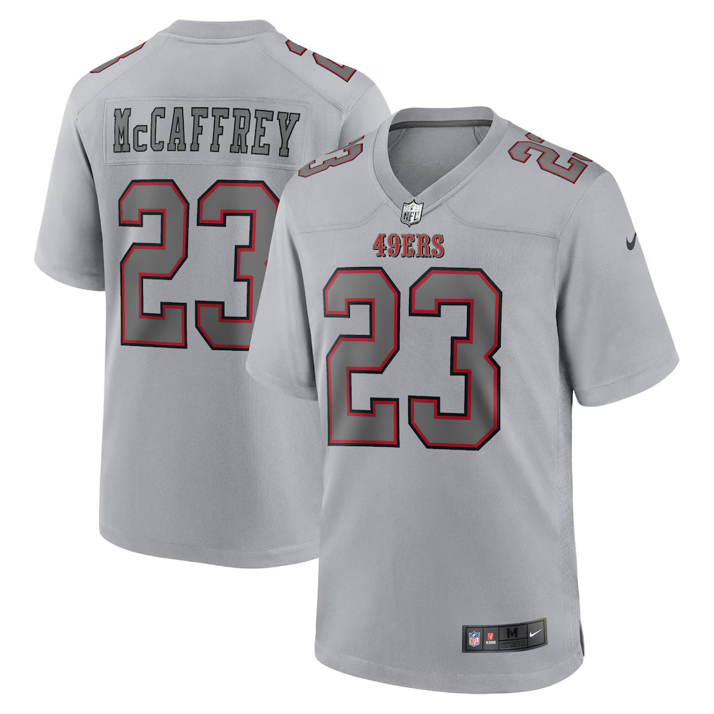 Christian McCaffrey San Francisco 49ers Atmosphere Jersey - Gray football jersey product view 1