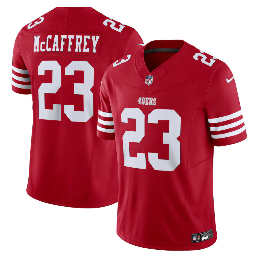 Christian McCaffrey San Francisco 49ers Jersey - Scarlet football jersey product view 1