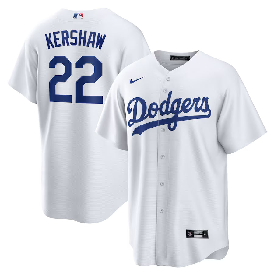 Clayton Kershaw Los Angeles Dodgers Home Jersey - White baseball jersey product view 1