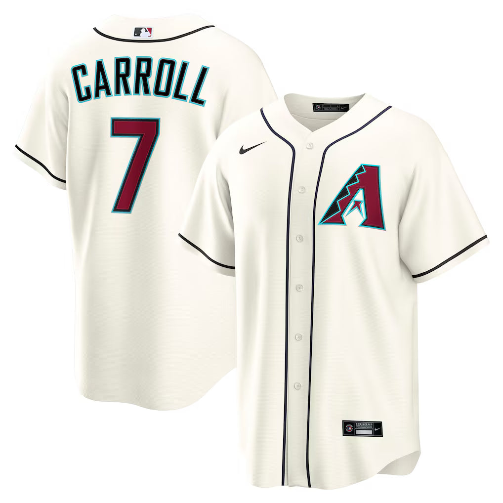 Corbin Carroll Arizona Diamondbacks Home Jersey - Cream baseball jersey product view 1