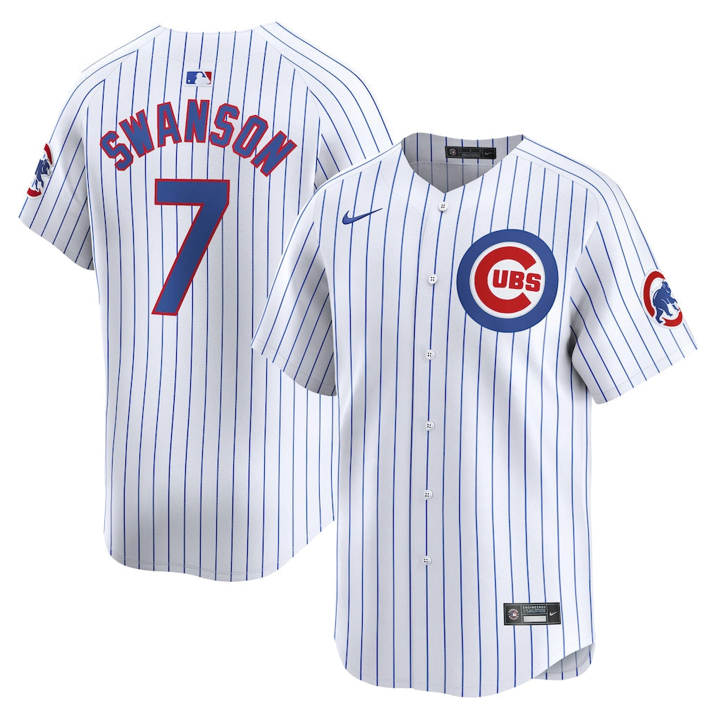 Dansby Swanson Chicago Cubs Home Jersey - White baseball jersey product view 1