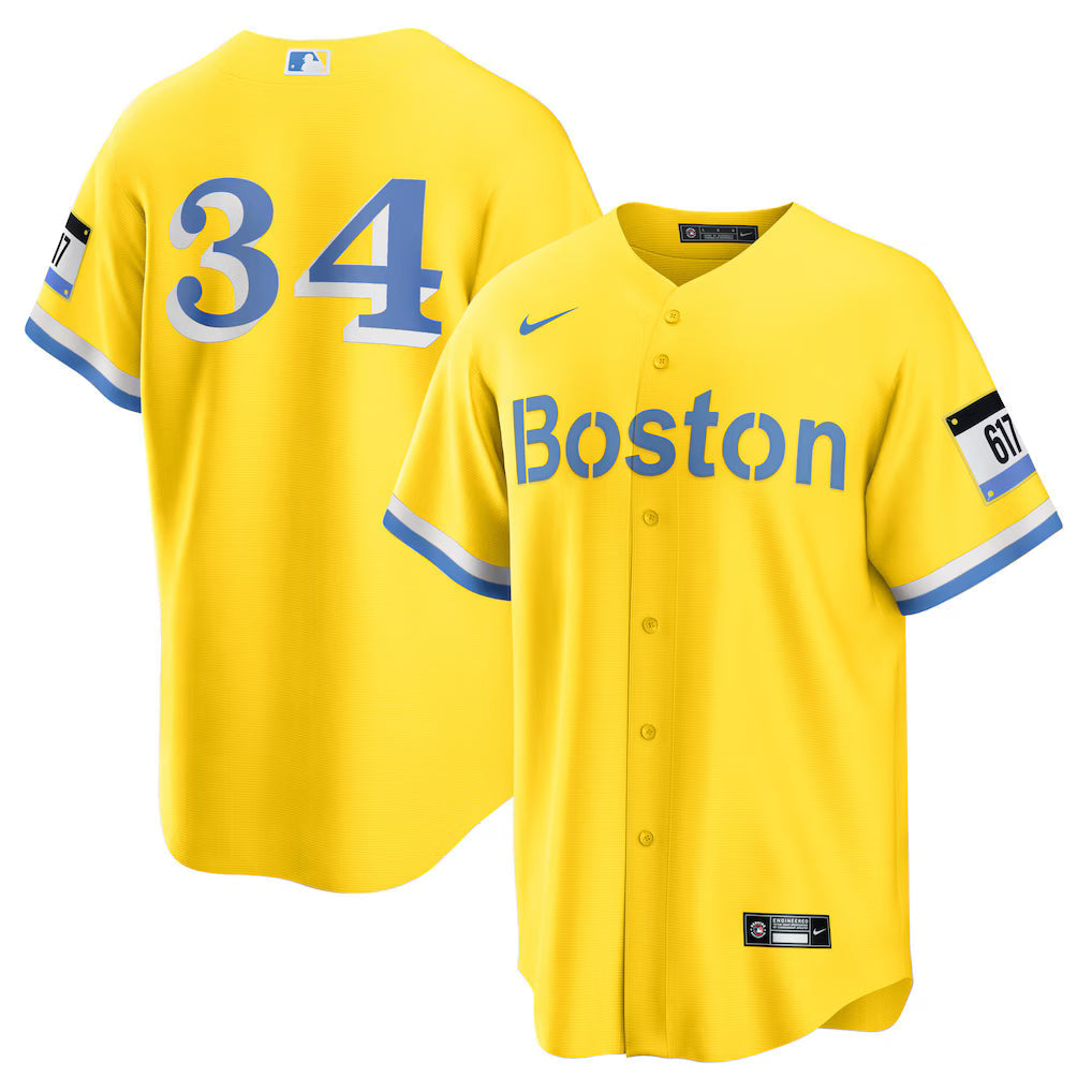 David Ortiz Boston Red Sox Retired Player City Connect Jersey - Gold baseball jersey product view 1