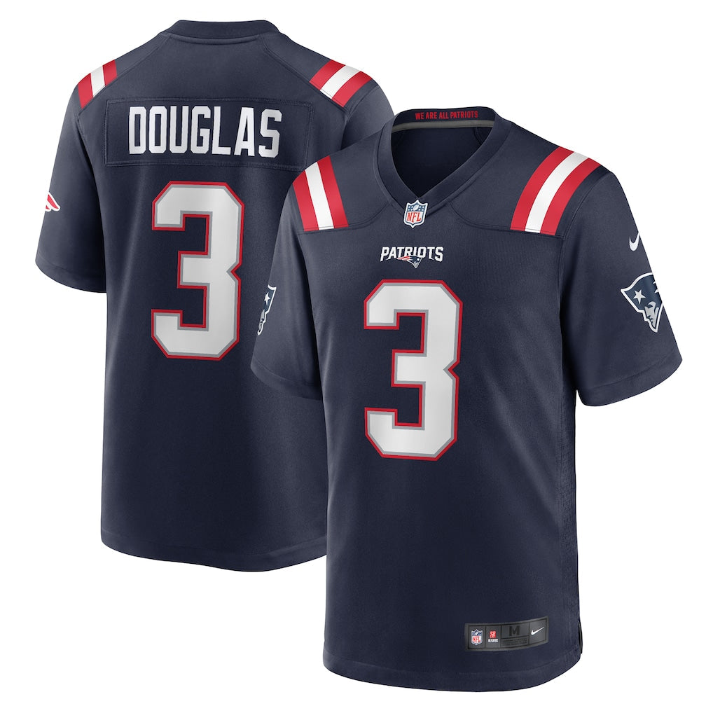 Demario Douglas New England Patriots Jersey - Navy football jersey product view 1