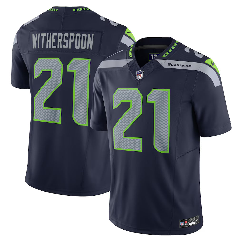 Devon Witherspoon Seattle Seahawks Jersey - Navy football jersey product view 1