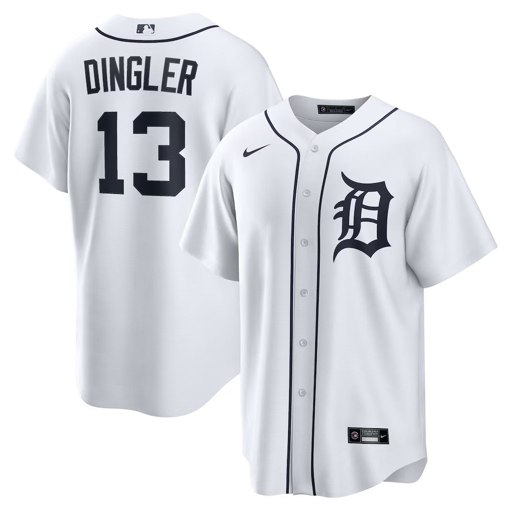 Dillon Dingler Detroit Tigers Home Jersey - White baseball jersey product view 1