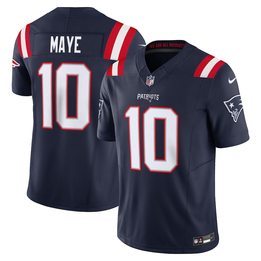 Drake Maye New England Patriots Jersey - Navy football jersey product view 1