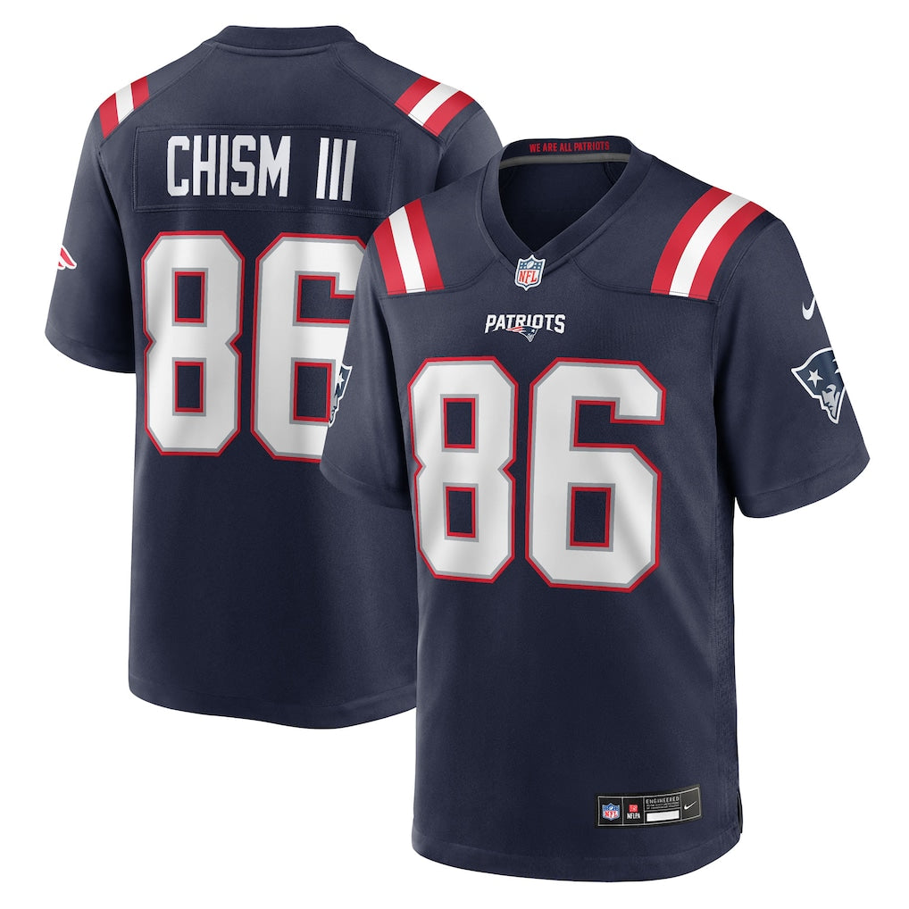 Efton Chism III New England Patriots Jersey - Navy football jersey product view 1
