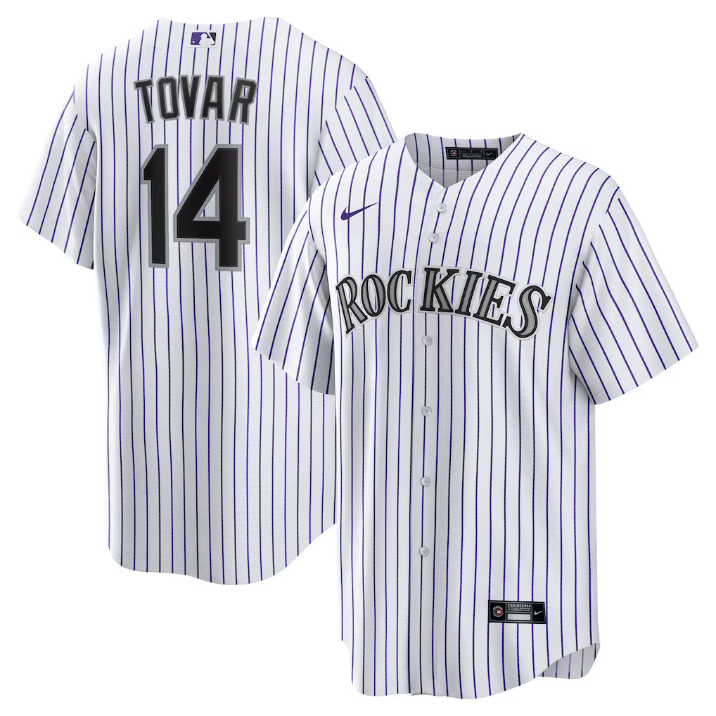 Ezequiel Tovar Colorado Rockies Home Jersey - White baseball jersey product view 1