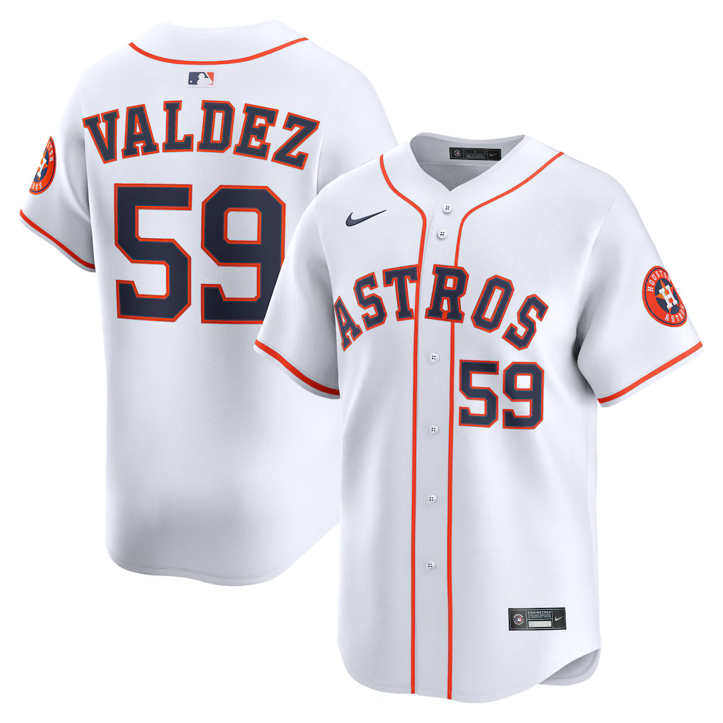 Framber Valdez Houston Astros Home Jersey - White baseball jersey product view 1