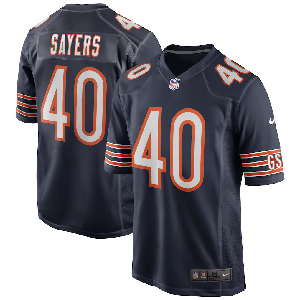 Gale Sayers Chicago Bears Retired Player Jersey - Navy football jersey product view 1
