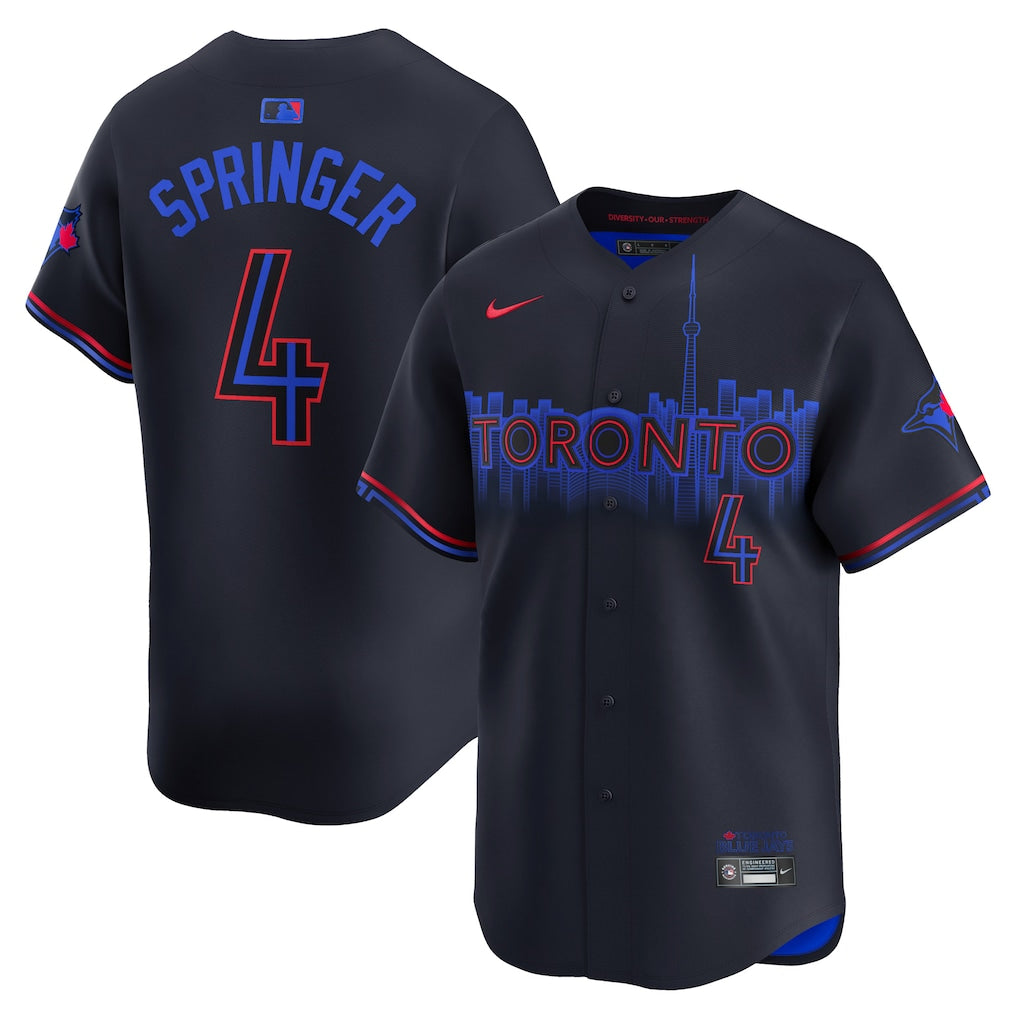 George Springer Toronto Blue Jays City Connect Limited Player Jersey - Black baseball jersey product view 1