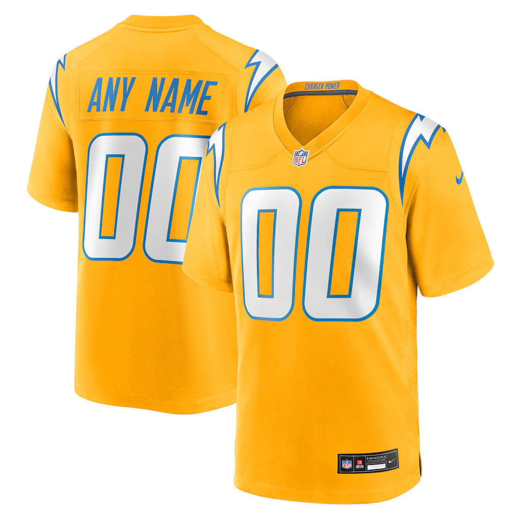 Custom Los Angeles Chargers Jersey - Gold football jersey product view 1