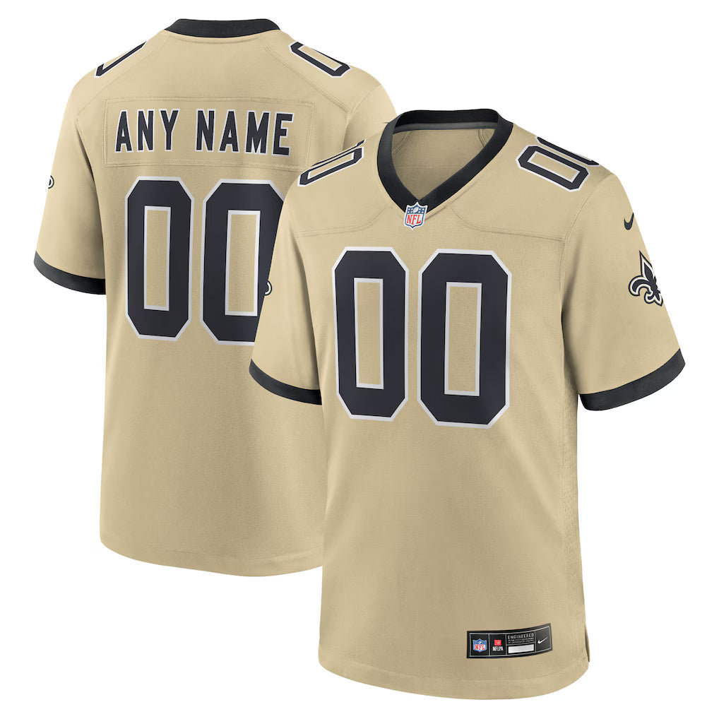 Custom New Orleans Saints Alternate Jersey - Gold football jersey product view 1