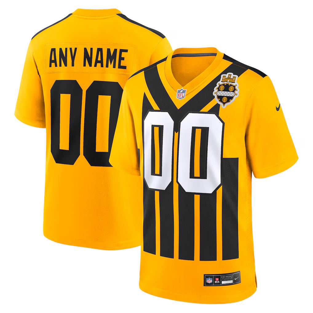 Custom Pittsburgh Steelers Alternate 1933 Throwback Jersey - Gold football jersey product view 1