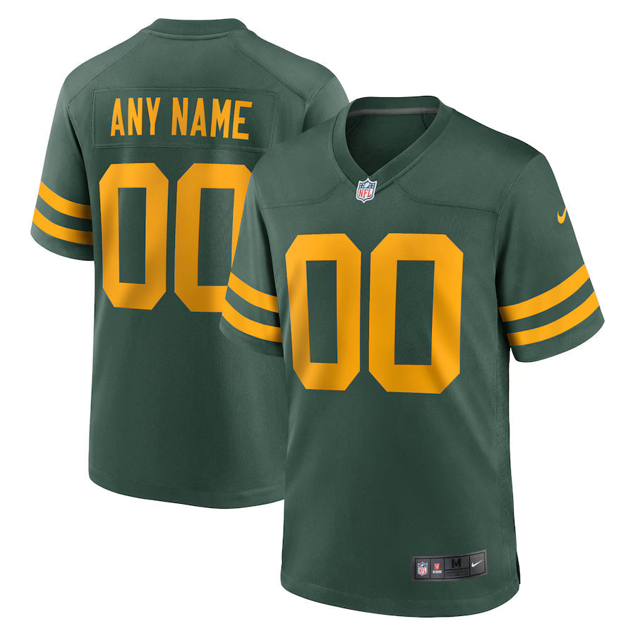 Custom Green Bay Packers Alternate Jersey - Green football jersey product view 1