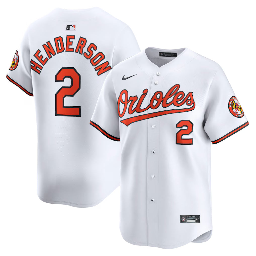 Gunnar Henderson Baltimore Orioles Home Jersey - White baseball jersey product view 1
