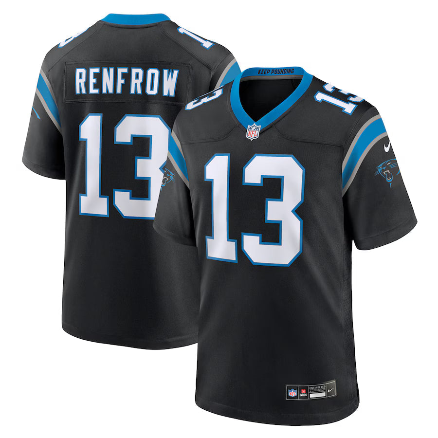 Hunter Renfrow Carolina Panthers Jersey - Black football jersey product view 1