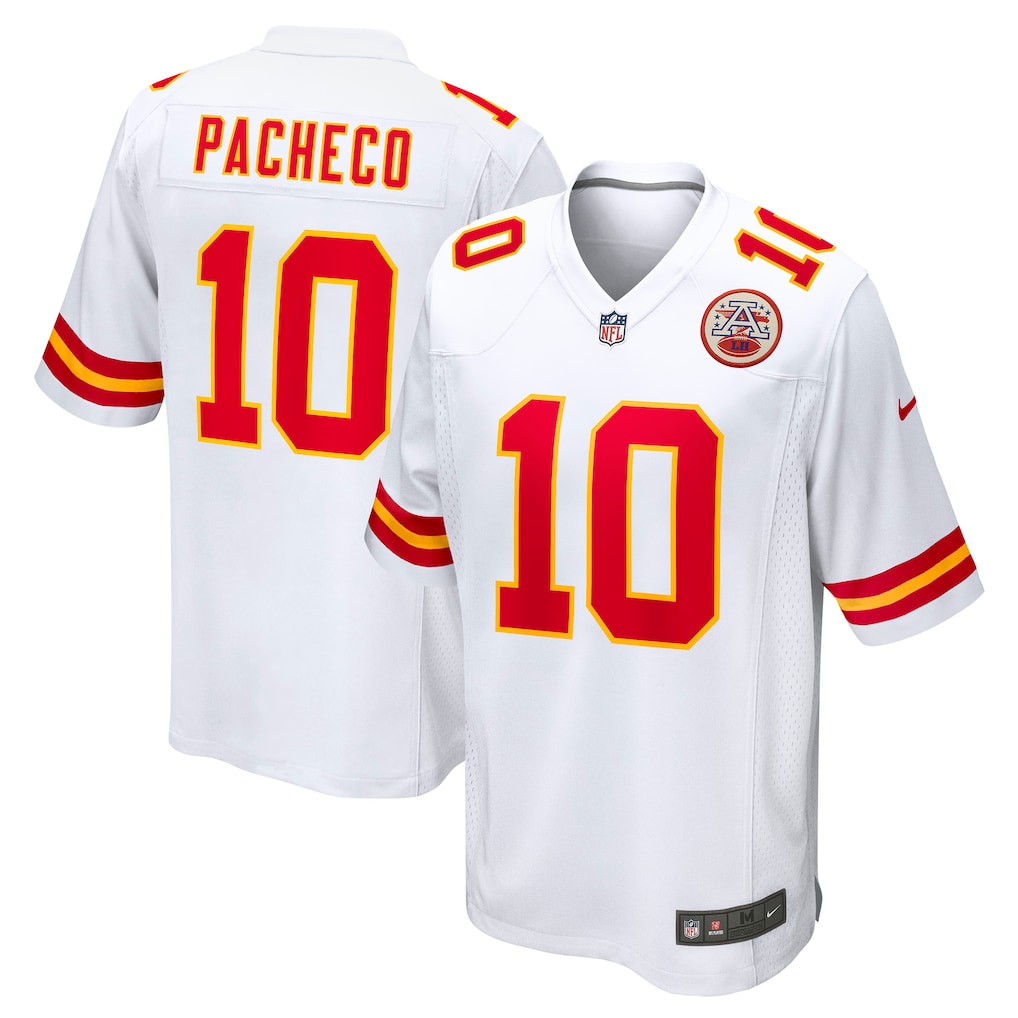 Isiah Pacheco Kansas City Chiefs Jersey - White football jersey product view 1