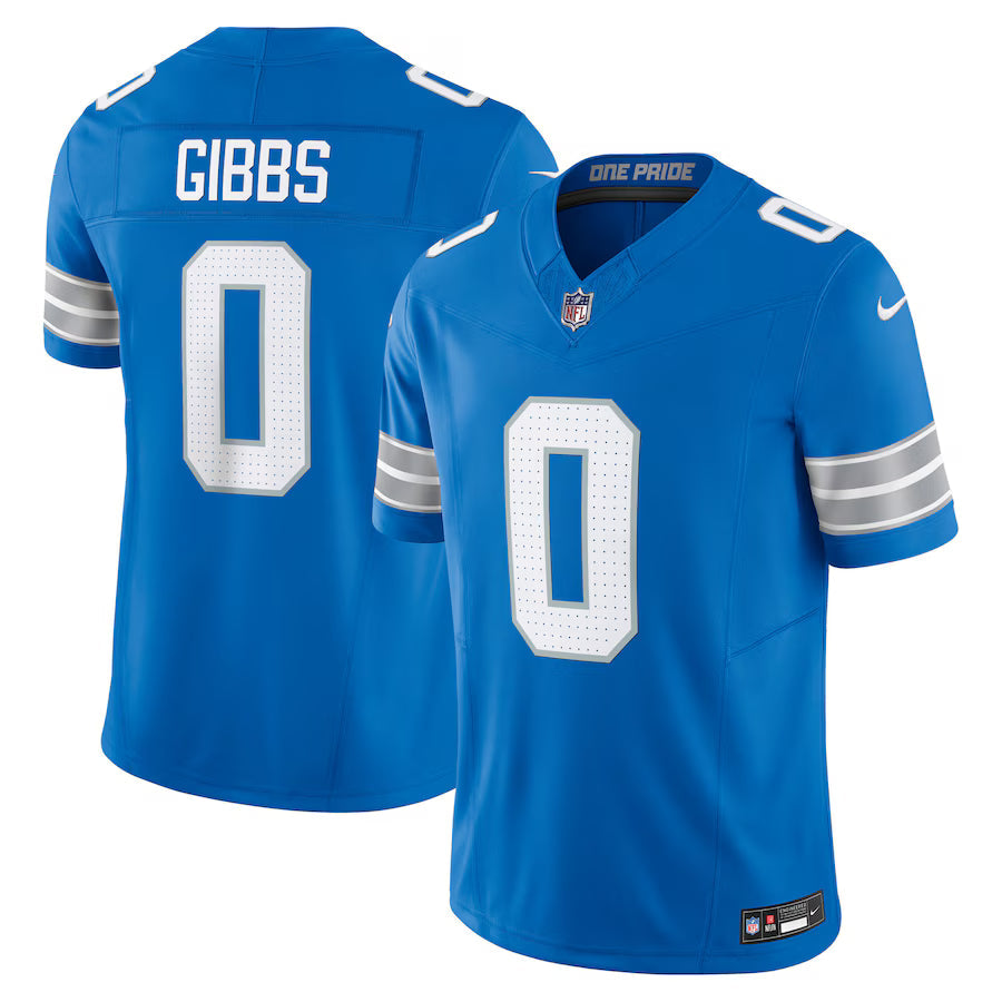 Jahmyr Gibbs Detroit Lions Jersey - Blue football jersey product view 1