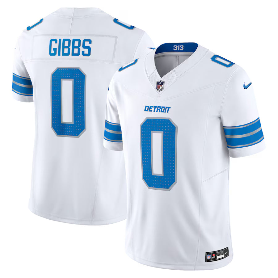 Jahmyr Gibbs Detroit Lions Jersey - White football jersey product view 1