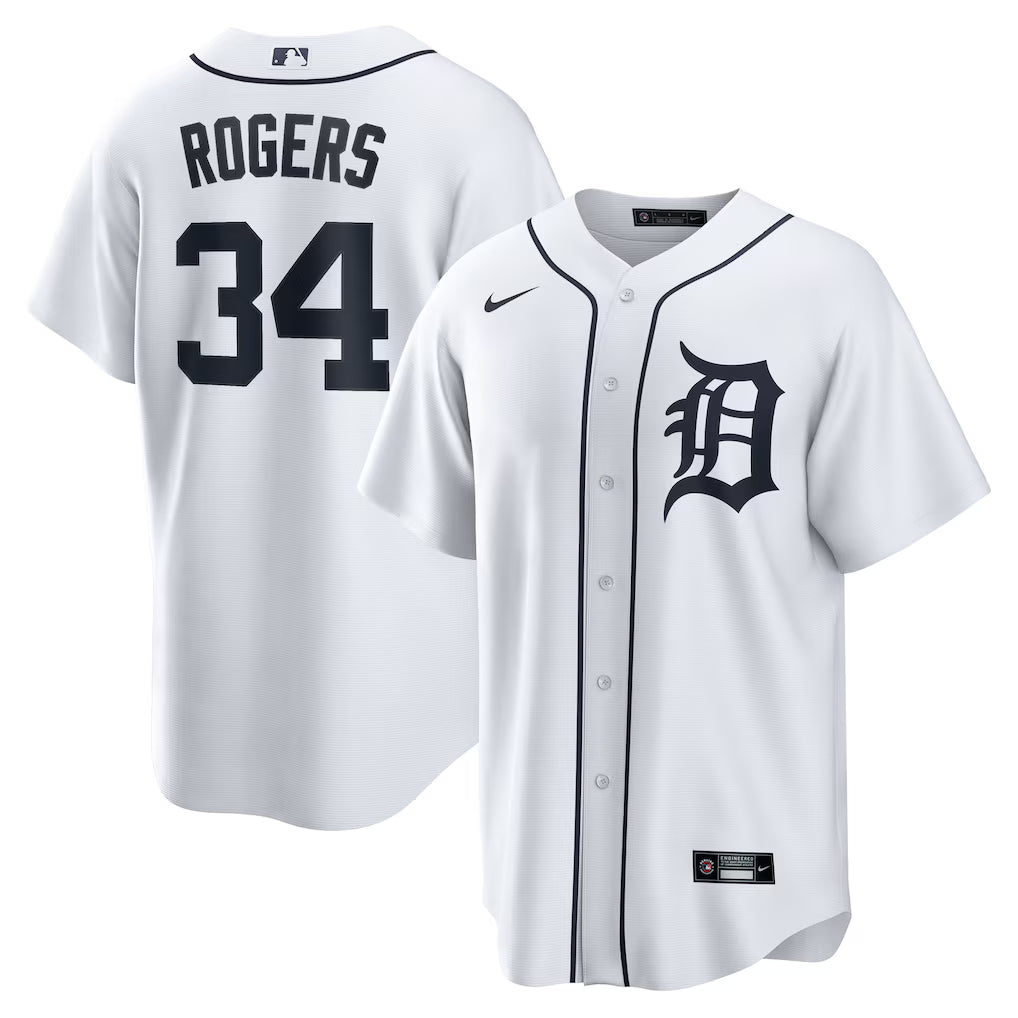 Jake Rogers Detroit Tigers Home Jersey - White baseball jersey product view 1