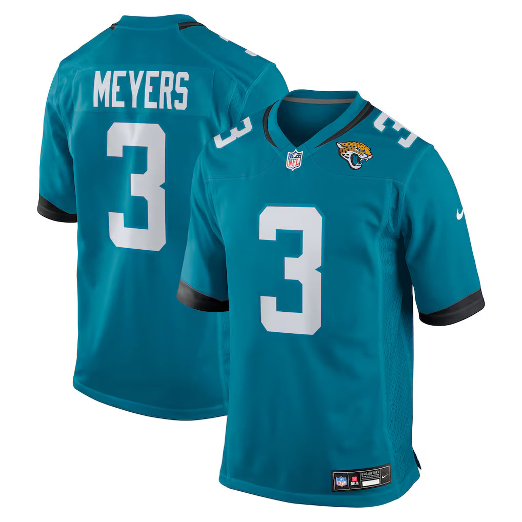 Jakobi Meyers Jacksonville Jaguars Jersey - Teal football jersey product view 1