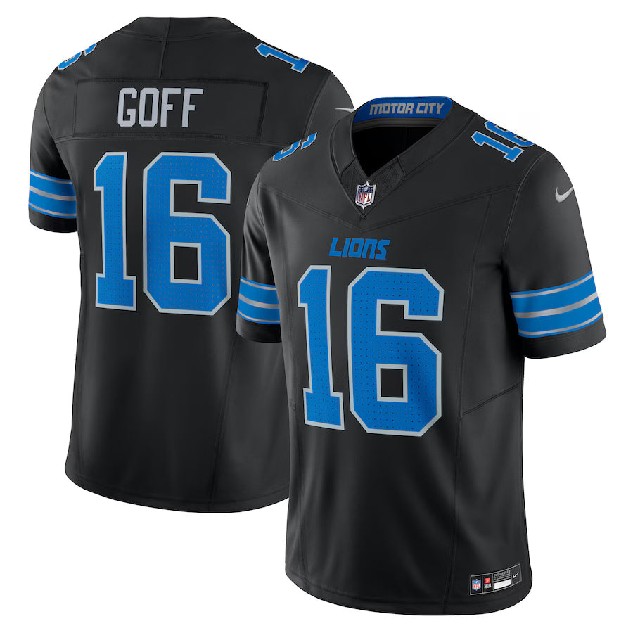 Jared Goff Detroit Lions 2nd Alternate Game Jersey - Black football jersey product view 1