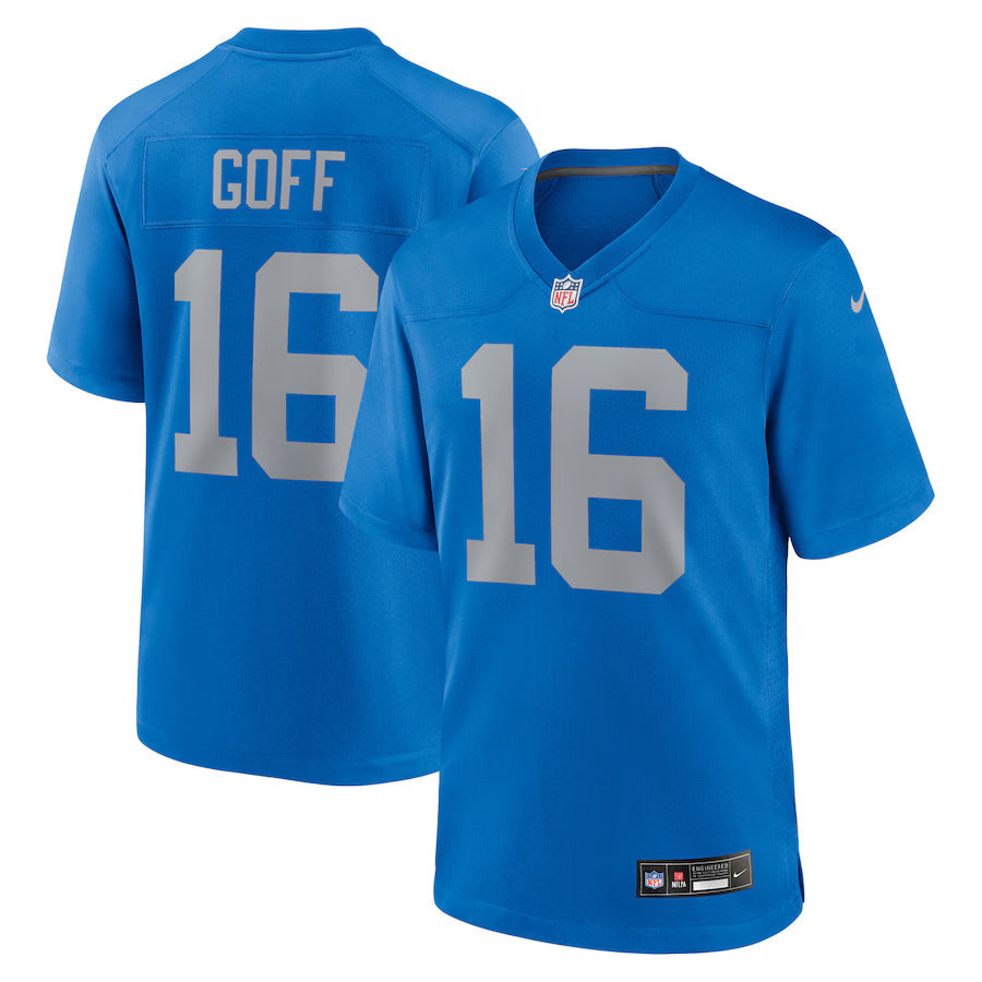 Jared Goff Detroit Lions Alternate Game Jersey - Blue football jersey product view 1