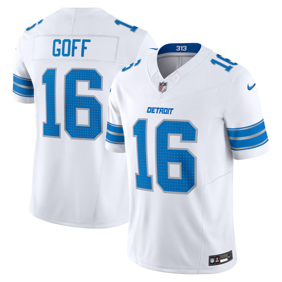 Jared Goff Detroit Lions Game Jersey - White football jersey product view 1