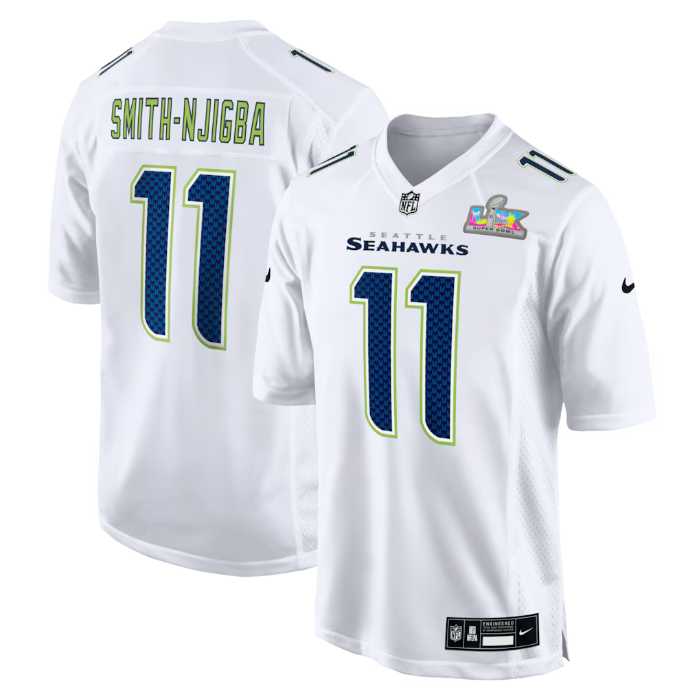 Jaxon Smith-Njigba Seattle Seahawks Super Bowl LX Patch Jersey - Tundra White football jersey product view 1
