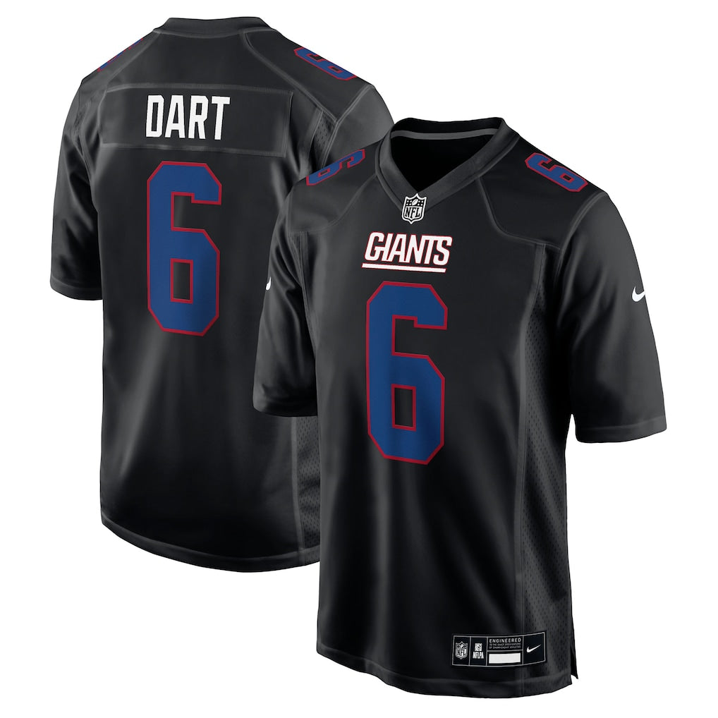 Jaxson Dart New York Giants Jersey - Carbon Black football jersey product view 1