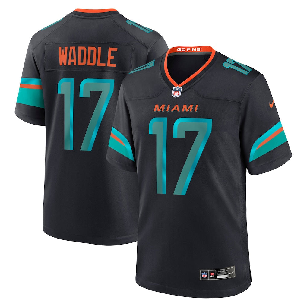 Jaylen Waddle Miami Dolphins 2025 Rivalries Collection Jersey - Pitch Blue football jersey product view 1
