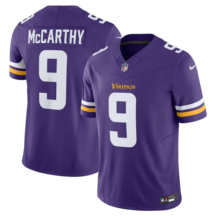 J.J. McCarthy Minnesota Vikings Jersey - Purple football jersey product view 1