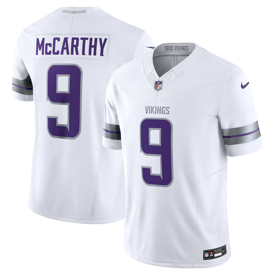 J.J. McCarthy Minnesota Vikings Jersey - White football jersey product view 1