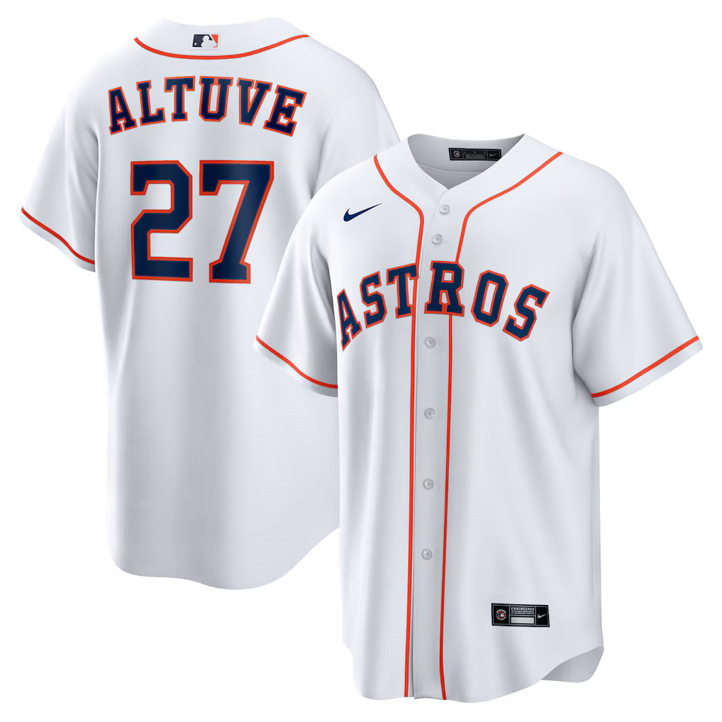 Jose Altuve Houston Astros Home Player Jersey - White baseball jersey product view 1