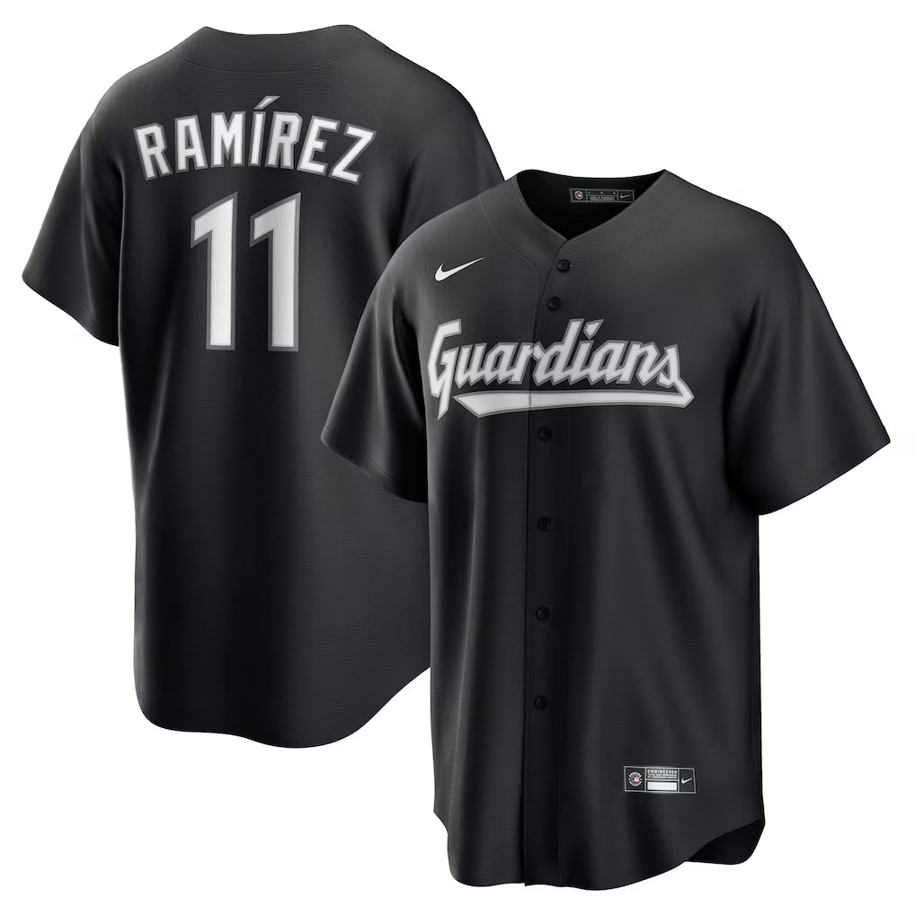 José Ramírez Cleveland Guardians Jersey - Black baseball jersey product view 1