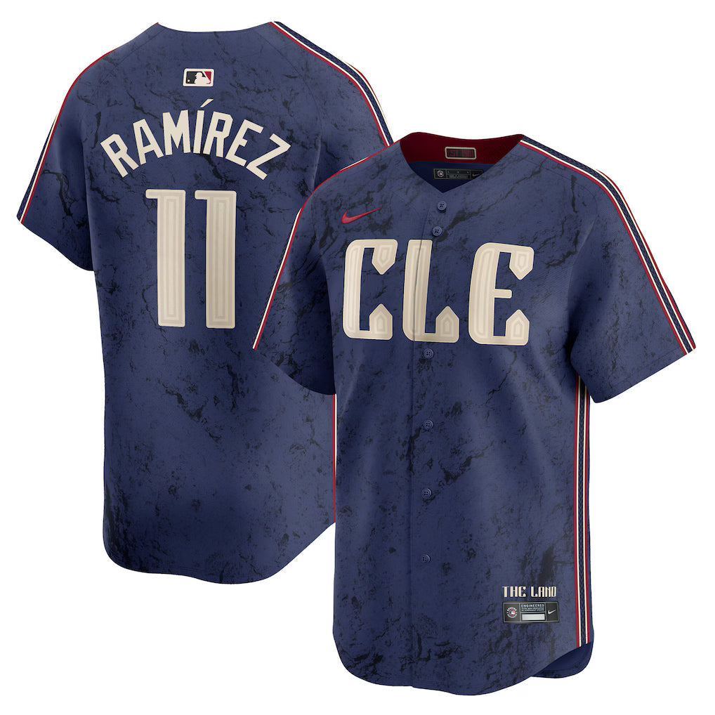 José Ramírez Cleveland Guardians City Connect Jersey - Navy baseball jersey product view 1