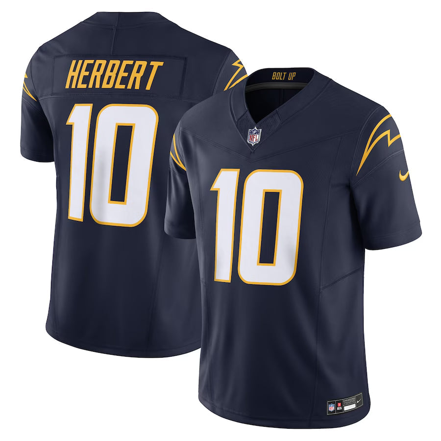 Justin Herbert Los Angeles Chargers Jersey - Navy football jersey product view 1