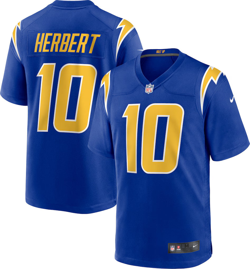 Justin Herbert Los Angeles Chargers Jersey - Royal Blue football jersey product view 1