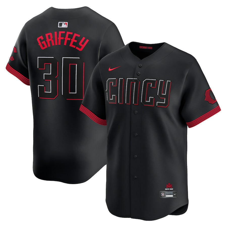Ken Griffey Jr. Cincinnati Reds City Connect Jersey - Black baseball jersey product view 1