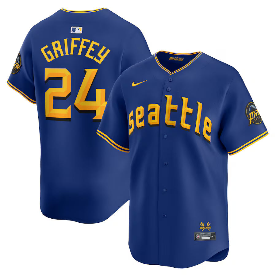 Ken Griffey Jr. Seattle Mariners Retired Player City Connect Jersey – Blue baseball jersey product view 1
