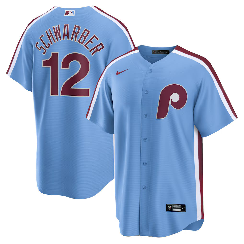 Kyle Schwarber Philadelphia Phillies Alternate Jersey - Light Blue baseball jersey product view 1