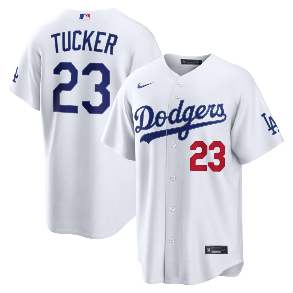 Kyle Tucker Los Angeles Dodgers Home Stadium Jersey - White baseball jersey product view 1