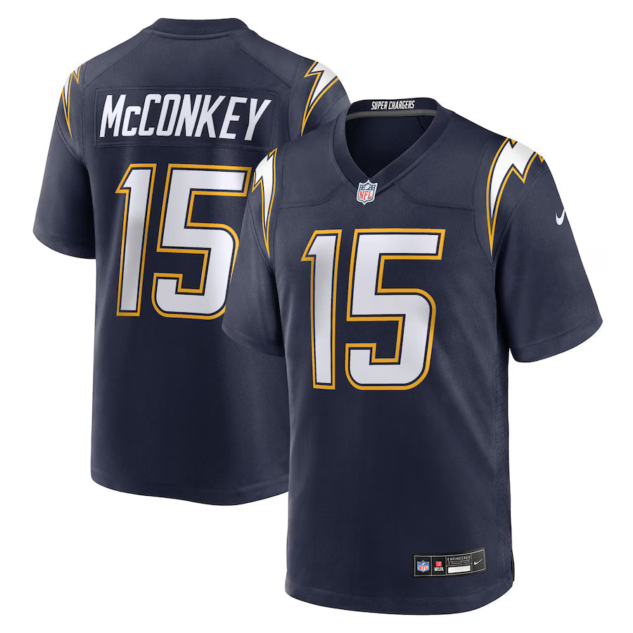 Ladd McConkey Los Angeles Chargers Alternate Super Chargers Jersey - Navy football jersey product view 1