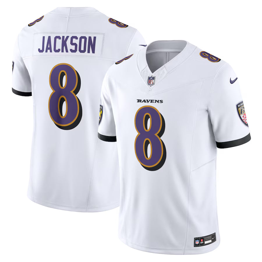 Lamar Jackson Baltimore Ravens Jersey - White football jersey product view 1