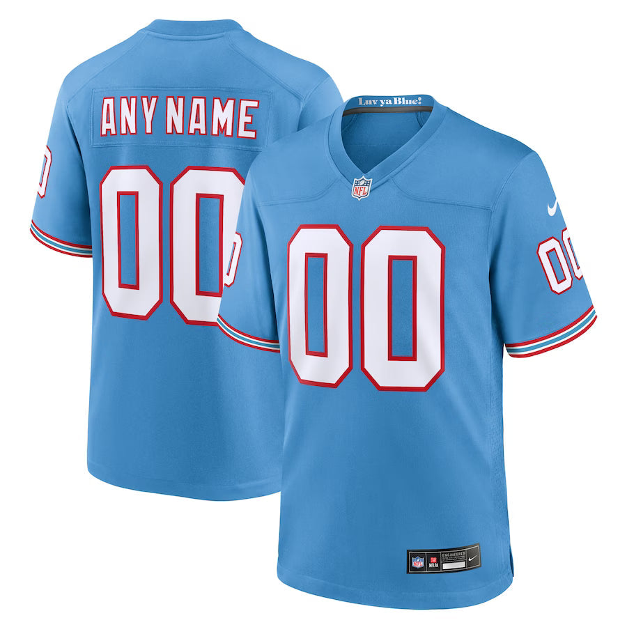 Custom Tennessee Titans Oilers Throwback Jersey - Light Blue football jersey product view 1