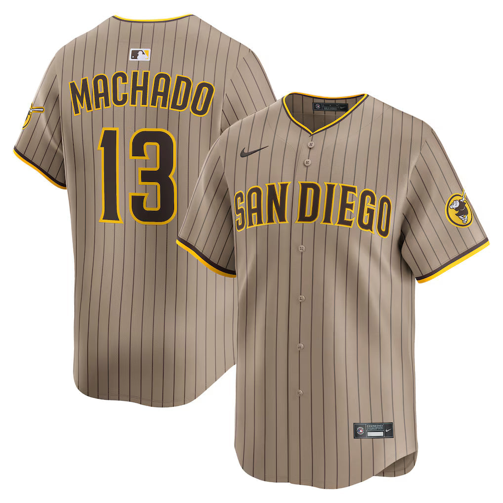 Manny Machado San Diego Padres Alternate Limited Player Jersey - Khaki baseball jersey product view 1