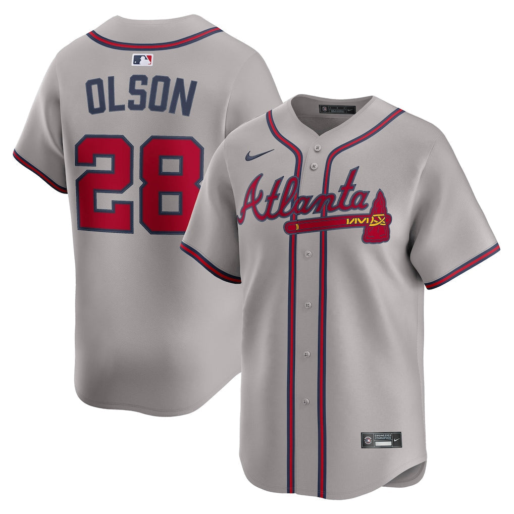 Matt Olson Atlanta Braves Road Limited Player Jersey - Gray baseball jersey product view 1